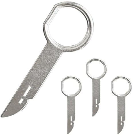 Dszemie 4PCS Car Trim Removal Tools, Radio Release Keys Extraction Tool Stainless Steel Dent Stereo O-ring Removal Tool Kit Car Dismanting Tools Compatible (4)
