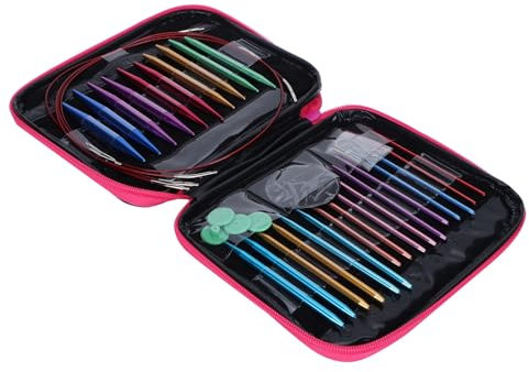 Haosie 26pcs Circular Knitting Needles, Aluminum Knitting Needles Set, Interchangeable Circular Knitting Needles Set Suitable for Weaving Various Items