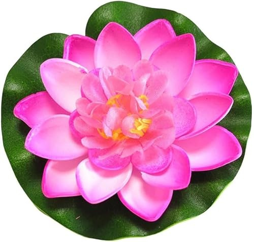 PurYupearl Artificial Floating Foam Lotus Flower with Water Lily Pad,Lifelike Pond Pool Lotus Ornaments,Realistic Ornament for Home Garden Pond Aquarium Decor，Artificial Plants and Flowers (Pink)