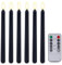 Sporgo 6 Stück LED Stabkerzen: Led Stabkerzen mit Timerfunktion, Schwarz Kerzen Flammenlos Weihnachtskerzen, Led Stabkerzen mit Fernbedienung für Advent, Weihnachten, Hochzeitsdekoration