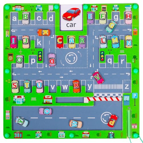 Magnetspiel Montessori Spielzeug, Holz Magnetspiel Labyrinth Alphabet Puzzle, Montessori Spielzeug ab 3 4 5 6 Jahre, Alphabet Lernspielzeug Motorikspielzeug, Geschenk für Kinder Jungen Mädchen
