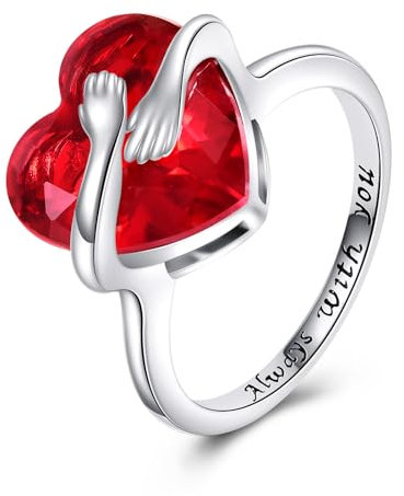 Umarmungs Ring für Damen Sterling Silber Verstellbarer Herz Umarmungs Ringe für Herren Verlobungs Ringe Schmuck Geschenke für Papa und Mama (Umarmung)