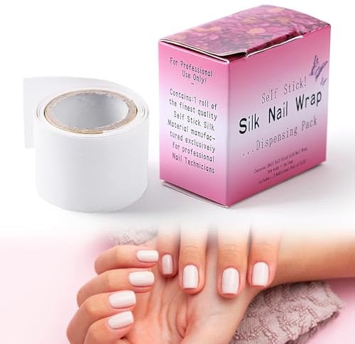 Miunpri Fiberglass Silk Nail Wrap Self Adhesive 1 Rolls, Bandage Tape Easy Trimerable for Damaged Nail Tips Repair, Nail Art Extension Stickers.