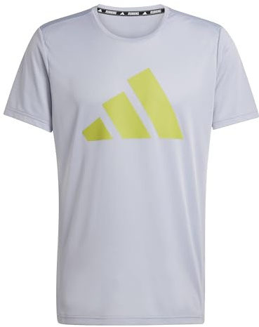 adidas Men's Run It Stripes Tee, Halo Silver, S