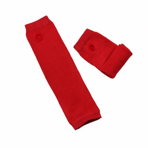Anevous 1 Paar Damen Lange Fingerlose Handschuhe, Winter Stricken Armwärmer, Fingerlos Armstulpen Damen, Stulpen Handschuhe, Langarm Fäustlinge für Frauen Herbst Winter,Rot