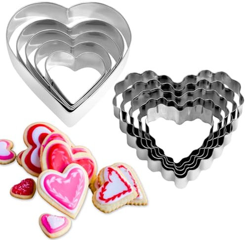 PTaizjjz 10-teiliges Herz-Ausstechformen-Set, Valentinstag-Ausstechformen, Edelstahl-Herz-Keksausstecher