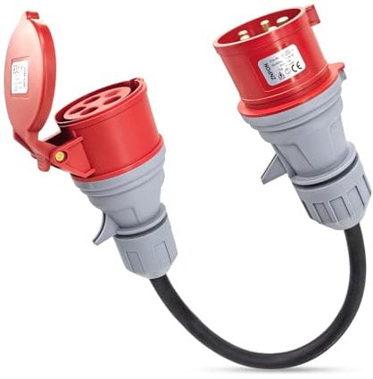 AOJO Adattatore CEE da 16 A a 32 A, 5 poli per veicoli elettrici, caricatore EV (P34542)