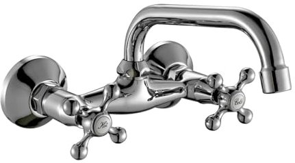 AQG - Grifo de Pared Rhodas para Fregadero - Caño Giratorio y Fácil Instalación Cocina - Diseño Elegante y Funcional (CROMO)