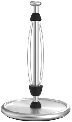 VEHHE Küchenrollenhalter Stehend in Silber-Edelstahl mit Einhand-Ratschensystem: Leichtes & Präzises Entnehmen, Rutschfester Standfuß, Kompatibel mit Zewa und gängigen Küchenrollen