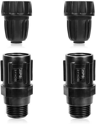 4pcs 25 PSI Drip Irrigation Faucet Adapter Kit, Include 2pcs 3/4 FHT x 3/4'' MHT Pressure Regulator & 2pcs 1/2'' Irrigation Tubing Adapter Fittings for Garden Hose Drip Irrigating Connector Parts