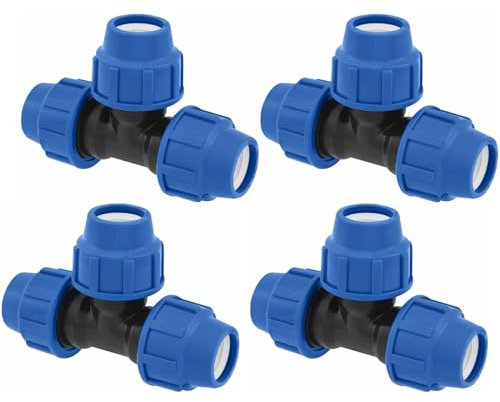 Alriedy 4-teiliger PP-Rohrverbindungs-Gewindeanschluss (25 x 25 x 25) mm, geeignet für PE-Rohre mit einem Außendurchmesser von 25 mm, T-Verbindung, Kunststoff-Wasserrohrverbinder