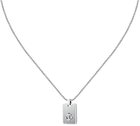 Sector No Limits Collana Uomo in Acciaio, Collezione MARINE, Targhetta, Rosa dei Venti, Idee Regalo - SAGJ36