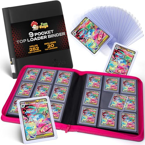 FunGuys Toploader Binder – 252 Card 9-Pocket Trading Card Binder Storage Folder for Yu-Gi-Oh, MTG, TCG, Sports and Collectible Cards