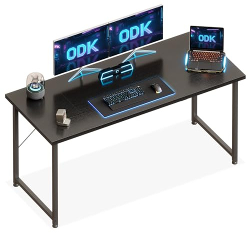 ODK Schreibtisch Groß, 140 × 50 cm, Computertisch, Bürotisch, Schwarz | Großer Tisch mit geräumiger Arbeitsfläche, PC Tisch für Homeoffice und Arbeitszimmer