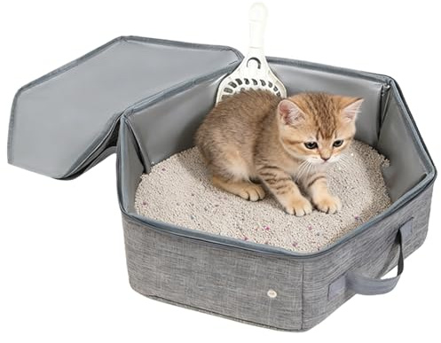 Acunny Cat Litter Tray for House Cats, Leak-proof and Waterproof Portable Transport Container, Travel Cat Litter Tray with Lid and Handle, Portable - for Car, Home, Indoor, Outdoor, Kitten