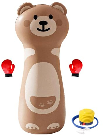 Aufblasbarer Boxsack - Strapazierfähiges PVC-Freistehendes Stoßziel, Karate-Trainingsständer Für Jugendliche | Übungszylinder Mit, Rutschfestes Design Mit Wassergefüllter Basis, Aktives