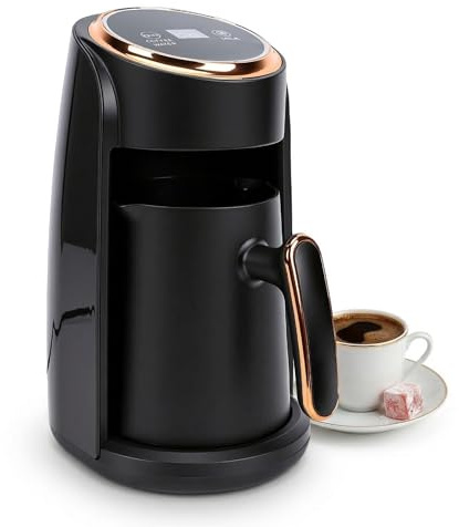 Irishom Türkische Kaffeemaschine 600W, 300ml Türk Kahve Makinesi für 3-5 Tassen, Mokka Maschine mit Milchaufschäumer & Auto-Abschaltung, Dampf Kaffeemaschine für Cappuccino Latte