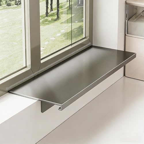 Fensterbank Verlängerung Küche - Fensterbank Verbreiterung Innen Ohne Bohren aus Stahl, Vergrößert die Arbeitsfläche, Wasserdicht und Rostfrei, Leicht zu Reinigen(Grau,L 50 x W 15 cm)