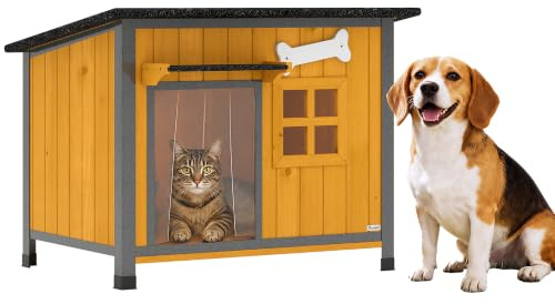 PawHut Cuccia per Cani da Esterno Legno e Acciaio Anti-Morso 84.5x62x65 cm