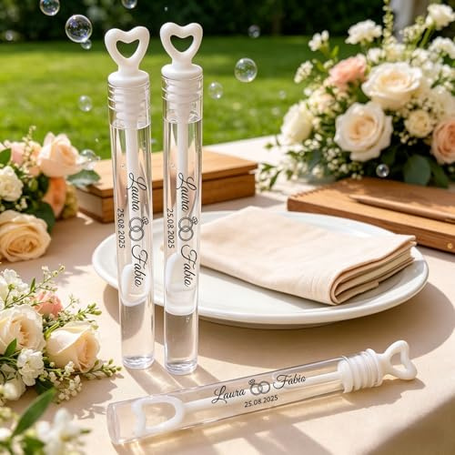 Personalisierte Hochzeitsaufkleber – Individuelle Seifenblasen-Etiketten – Transparente, Wasserdichte Aufkleber – 100er-Set Für Hochzeit, Brautparty Und Verlobung