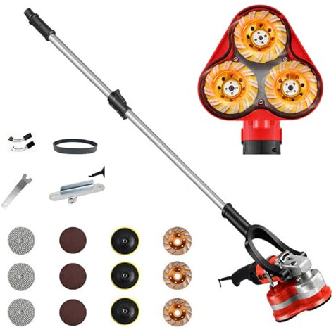 Sunseota Levigatrice Cemento 2800W 3 Teste Smerigliatrice Calcestruzzo Professionale Pareti 6 velocità Levigatrice Calcestruzzo per Cemento Marmo Granito Angoli Morti
