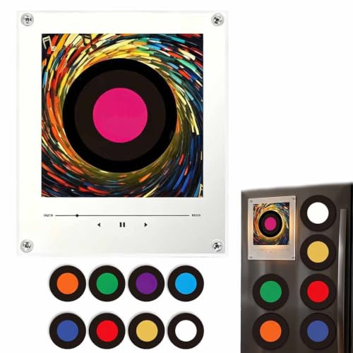 Magnetic Fridge Music Player, Magnetic Music Box Fridge, 9 Pcs Vintage Vinyl Record Refrigerator Magnets, 128MB Mini Jukebox With LED Light, Unique Gifts for Home Office