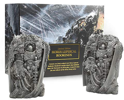 Games Workshop Horus Lupercal Horus Heresy Black Library Limited Edition Buchstützen aus Kunstharz, Grau, 2 Stück
