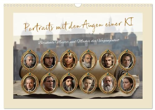 Portraits mit den Augen einer KI (Wandkalender 2026 DIN A3 quer), CALVENDO Monatskalender: Berühmte Meister und Macher der Vergangenheit (CALVENDO Menschen)