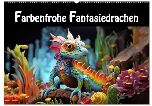 Farbenfrohe Fantasiedrachen (Wandkalender 2026 DIN A2 quer), CALVENDO Monatskalender: Spielzeugdrachen zum Leben erweckt (CALVENDO Kunst)