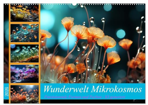 Wunderwelt Mikrokosmos (Wandkalender 2026 DIN A2 quer), CALVENDO Monatskalender: Der faszinierende Kalender mit KI generierten Fotos von mikroskopischen Wundern in leuchtenden Farben. (CALVENDO Natur)