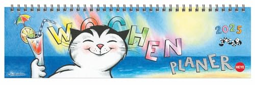 Jacob Wochenquerplaner 2025: Praktischer Tischquerkalender mit Spiralbindung und Katzen-Cartoons. Liebevoll illustrierter Tisch-Kalender für Katzenliebhaber. (Tisch-Querplaner Heye)