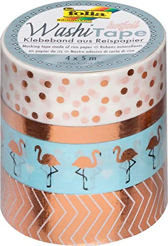 folia 26415 Deko-Klebeband Washi-Tape Hotfoil Rosegold, 4er Set