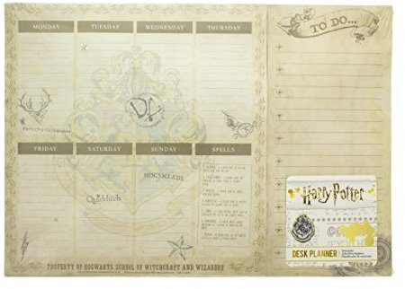 Harry Potter Schreibtischplaner im Pergamentstyle, Wochenplan von Montag - Sonntag, mit to Do Liste, in Englisch, 21 x 30 x 1 cm