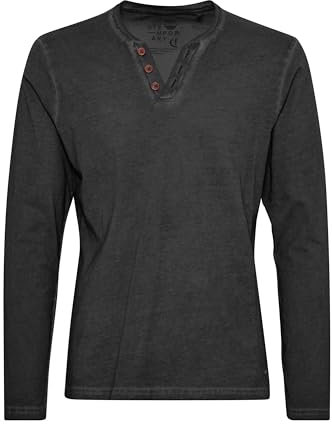 !Solid SDTinox Herren Longsleeve Langarmshirt Shirt mit V-Ausschnitt 100% Baumwolle Regular fit, Größe:S, Farbe:Black (9000)