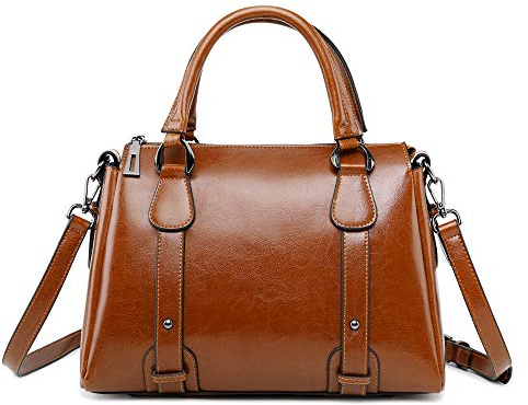 Coolives Damen Tasche aus Leder Handtasche Henkeltasche Umhängetasche Schultertasche Braun EINWEG