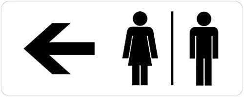 Aufkleber Frau/Mann mit Pfeil nach Links oder Rechts Hinweis Schild 128x50mm schwarz/weiß Made in Germany by MBS-SIGNS, Größe: Links
