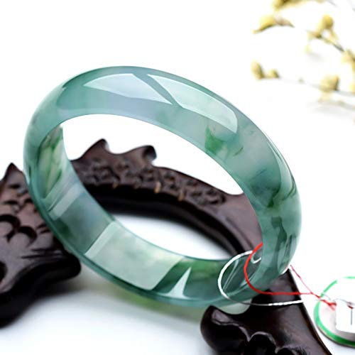 BXYX Natürlicher Smaragd Armreif Feng Shui Eissamen Schwimmende Blume Jade Armband Frauen Schmuck, 57-59mm, Grün
