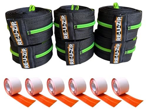 RE-U-ZIP® Heavy-Duty Reusable Dust Barrier Zipper | 6-Pack | Patented Hook & Loop System | Cost-Effective & Reliable | Lockable Safety Feature