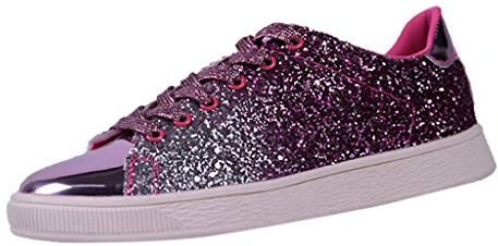 Ansenesna Plate Schuhe Damen Pailletten Glitzer Lackleder Elegant Sneaker Frauen Wasserfest Outdoor Freizeitschuhe (Rosa, Numeric_39)