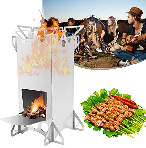 ZhiLianZhao Stove Outdoor, Holzofen Klappbarer Grill Campingkocher, Langanhaltendes Brennen, für Kochen Freien, Camping, Picknick, Grillen, Jagen, Angeln
