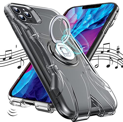 Redroad Funda Compatible con iPhone 13 Pro MAX Transparente Case, [1,5 Veces Amplificador Sonido Estéreo 3D] Silicona Militar Antigolpes Carcasa iPhone 13 Pro MAX con Soporte Anillo Magnético, Claro