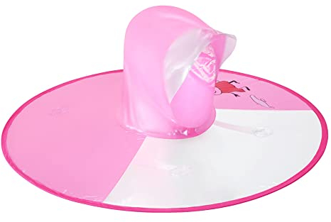 Kinder Regenmantel Cartoon Duck Regenmantel und Regenschirm Hut Wasserdichtes UFO für Baby Mädchen und Jungen Poncho Regenhut (Pink, M)