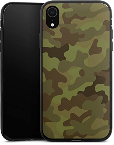 Slim Case extra dünn kompatibel mit Apple iPhone Xr Silikon Handyhülle schwarz Hülle Camouflage Tarnmuster Bundeswehr