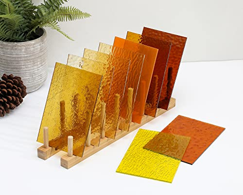 Lanyani Transparente Buntglasplatten, 10,2 x 15,2 cm, farbiges, strukturiertes Kathedralenglas für Glas, Mosaik, Kunst, Handwerk, Bernstein, 10 Blatt