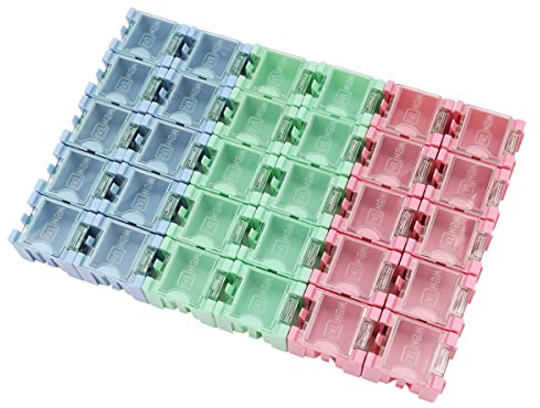 Tiardey 30pcs SMD SMT Resistor Capacitor Box Organizer,Clear ABS Detachable Organizer Container For Electronic Components Jewelry Storage - Blue Red Green
