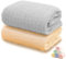 MOOMERRY® 2 Stücke Thermo-Musselin Decke 110 × 110 cm – 6-lagig – 100% Fein Gewebte Baumwolle – Mulltuch Krabbeldecke Badetuch Pucktuch Spucktuch – Premium Qualität (Grau und Beige)