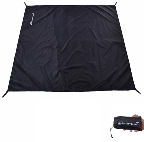 Clostnature Waterproof Tent Footprint for Camping - Ultralight Camping Tarp, Tent Groundsheet for Camping, Black Footprint for Hammock, Heavy Duty Tent Floor Saver - Storage Bag Included
