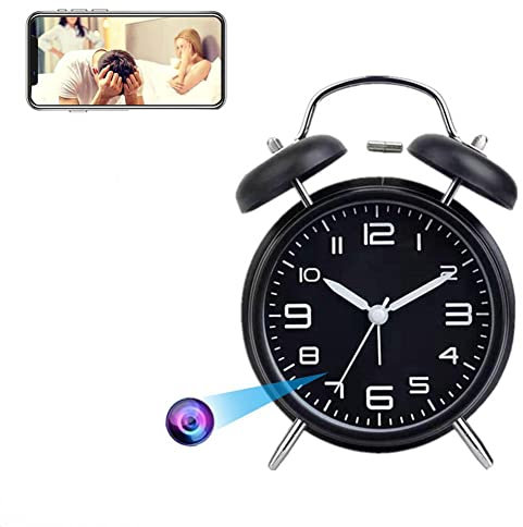 Firstoy Spy Hidden Camera, WiFi Alarm Clock Camera 1080P Wireless Security Nanny Cam Mini Video Recorder with Night Vision and Remote Viewing, Support iOS/Android, Black Alarm Clock (FSTY-EC0504)