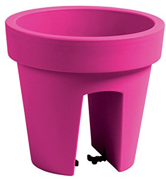 Tymar Blumenkasten, 2 Pack, Blumentopf für Balkongeländer, Balkonkasten, Geländerkasten, oval, rund, kippsicher, aus Kunststoff, LR001 (25cm Rosa)