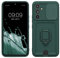 kwmobile Cover Compatibile con Samsung Galaxy A54 5G - Custodia Magnetica con Protezione Fotocamera Scorrevole Anello Porta Carte verde muschio